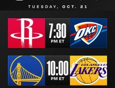 NBA官宣新赛季揭幕战：火箭VS雷霆 勇士(shì)VS湖人