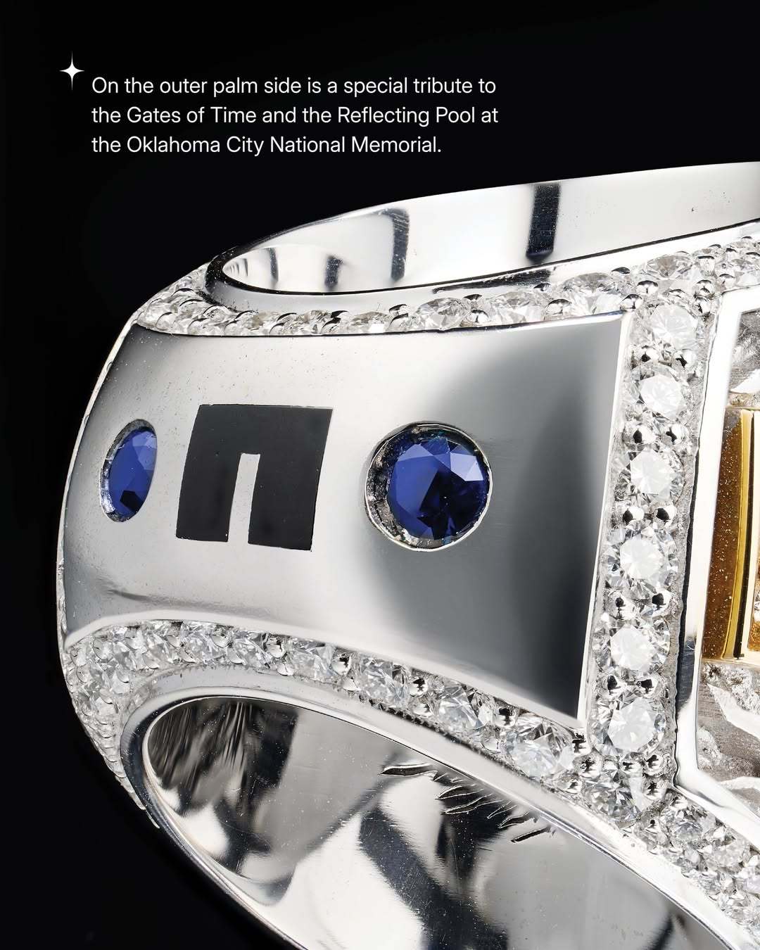 俄(é)克拉荷马城(chéng)雷霆队NBA总冠軍(jūn)戒指亮相(xiāng)